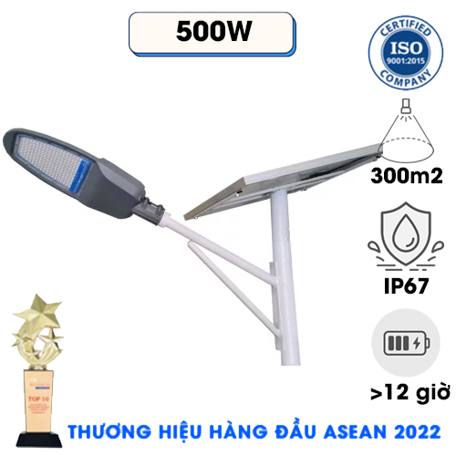 ĐÈN 500W - ĐÈN ĐƯỜNG NĂNG LƯỢNG MẶT TRỜI 500W KUNGFU KF - 95500L