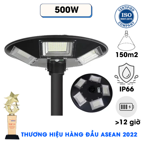 Đèn 500W - Đèn Năng Lượng Mặt Trời UFO 500W KUNGFU SOLAR - Đèn Năng LƯợng Mặt Trời Đĩa Bay 500W Solar Light