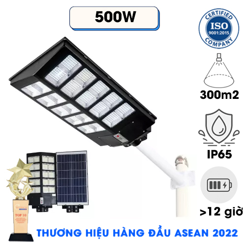 Đèn 500W MD-2X66500B20 - Đèn Đường Năng Lượng Mặt Trời Liền Thể 2 Cánh 500W MD-2X66500B20 - Solar Light 500W