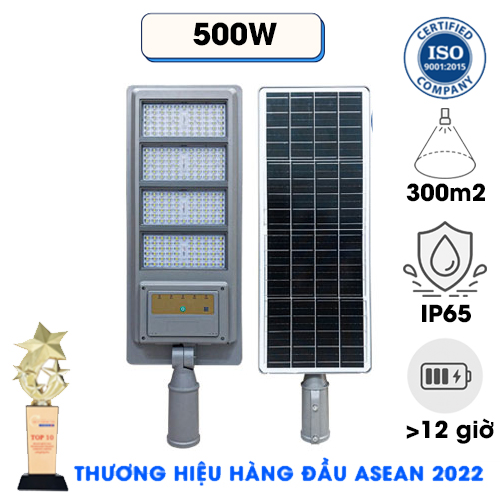 Đèn đường 500W năng lượng mặt trời Hybrid AC JIDI-VINA công nghệ mới JD 29500VN