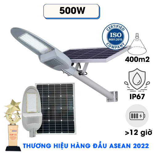 Đèn Đường 500W Năng Lượng Mặt Trời - Đèn Phi Thuyền Ngoài Trời Led Bridgelux Siêu Sáng