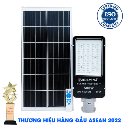 Đèn Đường 500W Năng Lượng Mặt Trời JDE-6500VN Tấm Pin Mono JIDI-VINA