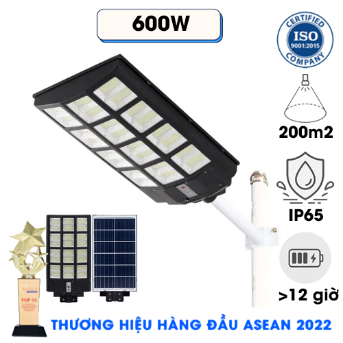 Đèn Đường Liền Thể 600W Năng Lượng Mặt Trời 3 Mặt Đèn Mẫu Mới 2024