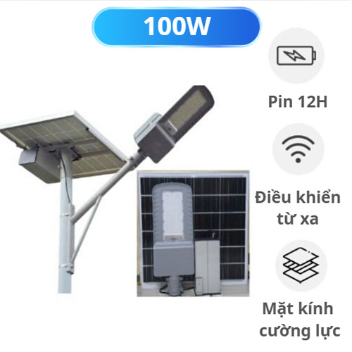 Đèn đường năng lượng mặt trời 100W. Hộp pin nhôm rời