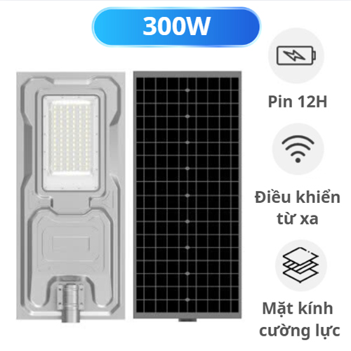 Đèn đường NLMT 300W Liền Thể Tấm pin lớn