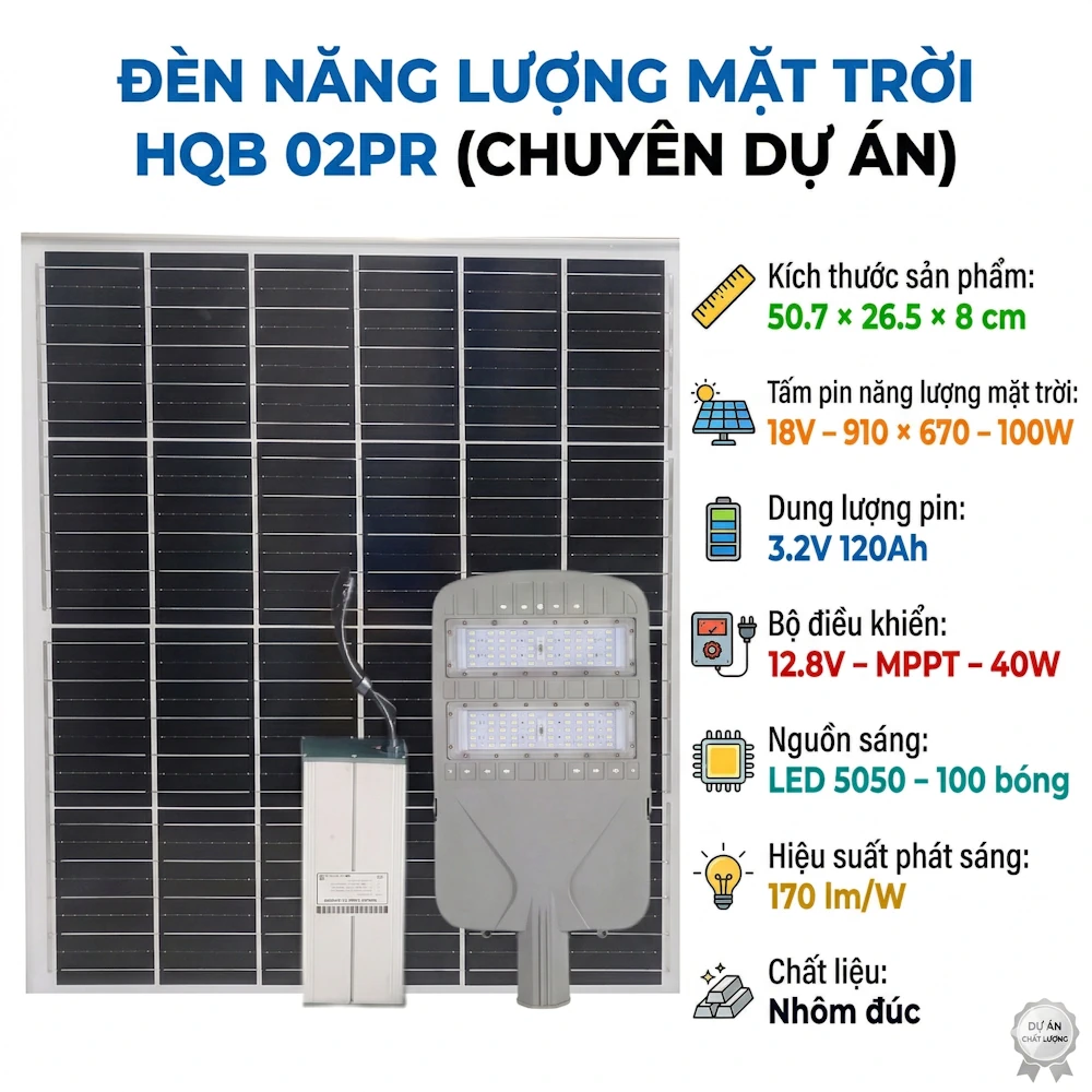 Đèn HQB 02PR Năng Lượng Mặt Trời Chuyên Cho Dự Án