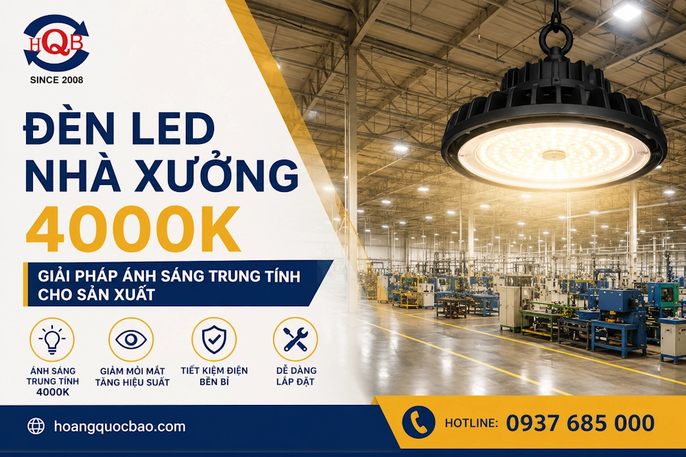 Đèn Led Nhà Xưởng 4000K: Giải Pháp Ánh Sáng Trung Tính Cho Sản Xuất