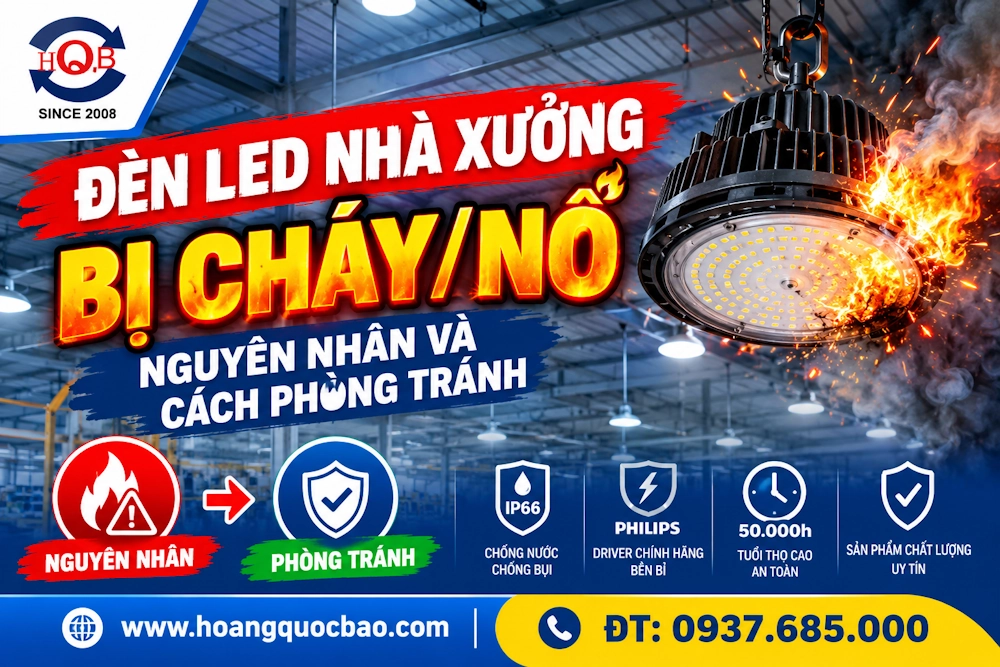 Đèn LED nhà xưởng bị cháy/nổ: Nguyên nhân và cách phòng tránh