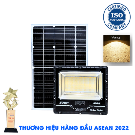 ĐÈN NĂNG LƯỢNG MẶT TRỜI 500W ÁNH SÁNG VÀNG - Đèn Pha Năng Lượng Mặt Trời 500W, IP 68