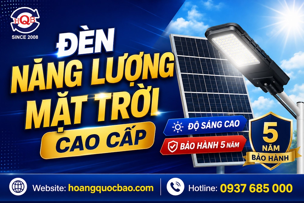 Đèn năng lượng mặt trời cao cấp, độ sáng cao, bảo hành 5 năm