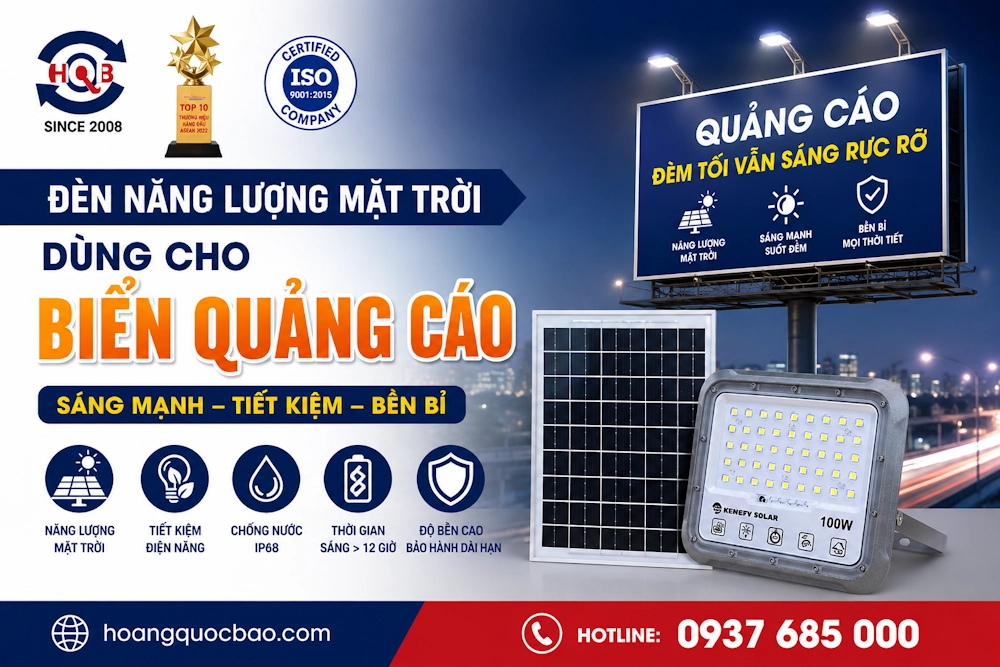 Đèn năng lượng mặt trời dùng cho biển quảng cáo sáng rõ, nổi bật