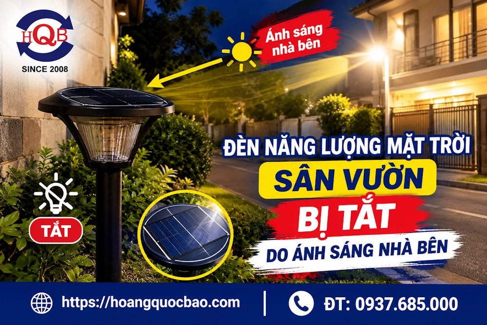 Đèn năng lượng mặt trời sân vườn bị tắt do ánh sáng nhà bên, đường phố