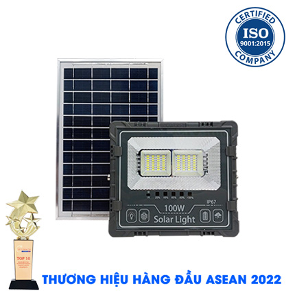 Đèn Pha 100W Năng Lượng Mặt Trời 2 ô Giá Rẻ