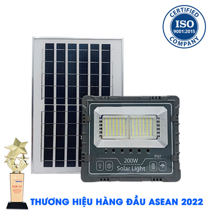 Đèn Pha 200W Năng Lượng Mặt Trời 2 ô Giá Rẻ