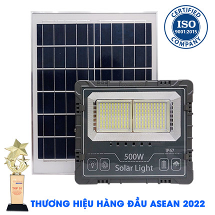 Đèn Pha 500W Năng Lượng Mặt Trời 2 ô Giá Rẻ