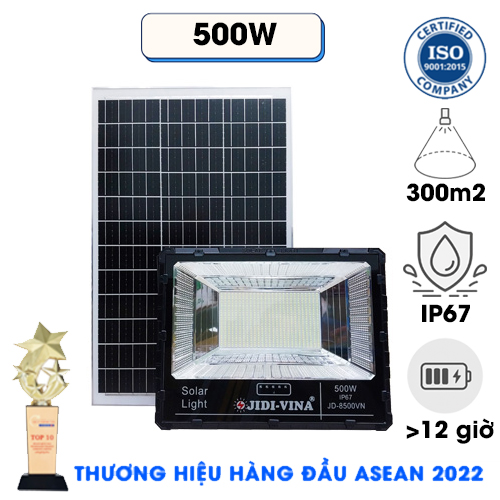 Đèn Pha 500W Năng Lượng Mặt Trời Mẫu Mới