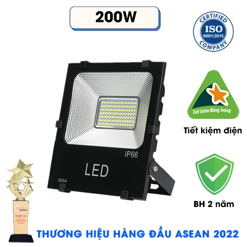 Đèn Pha Led 200W IP66 Ánh Sáng Vàng 3000K, Tiết Kiệm Điện