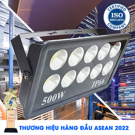 Đèn Pha Led 500W, Đèn Pha Cốc/Ly 500W IP66 Chip Led COB Ánh Sáng Trắng