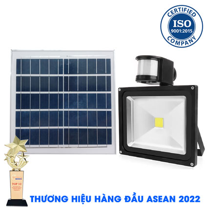 Đèn Pha Led Cảm Ứng Chống Trộm Năng Lượng Mặt Trời 30W