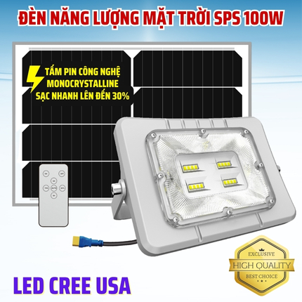 Đèn SPS 100W năng lượng mặt trời thiết kế mới - Bảo hành 3 năm