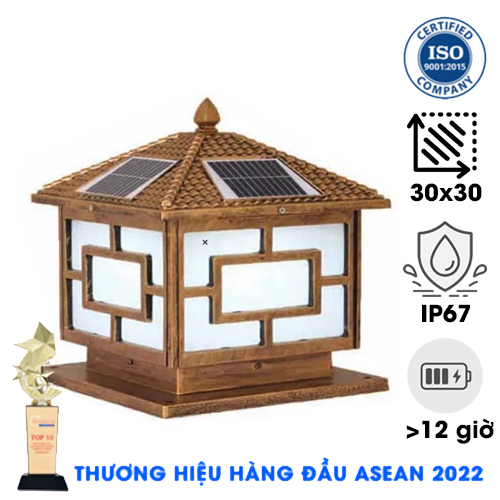 ĐÈN TRỤ CỔNG  NĂNG LƯỢNG MẶT TRỜI  TT - 304 Màu vàng