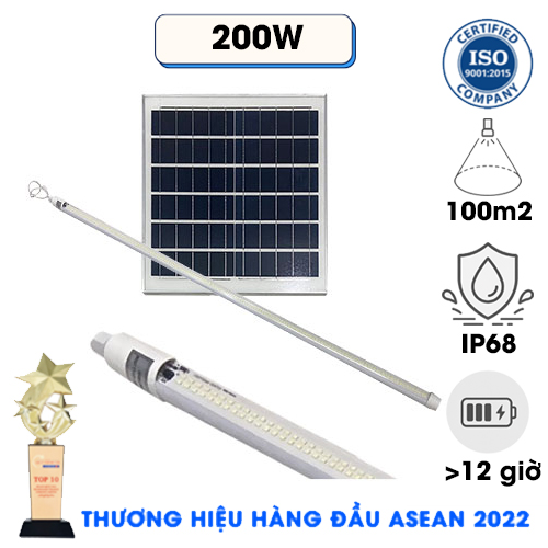 Đèn Tuýp 200W Năng Lượng Mặt Trời - Bóng Đèn Led 1m2 Năng Lượng Mặt Trời KUNGFU SOLAR