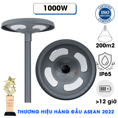 Đèn UFO 1000W Năng Lượng Mặt Trời - Đèn Sân Vườn Cao Cấp Vỏ Nhôm Đúc 1000W