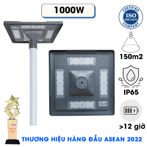 Đèn UFO 1000W năng lượng mặt trời cao cấp nhôm đúc - UFO vuông tấm pin mono