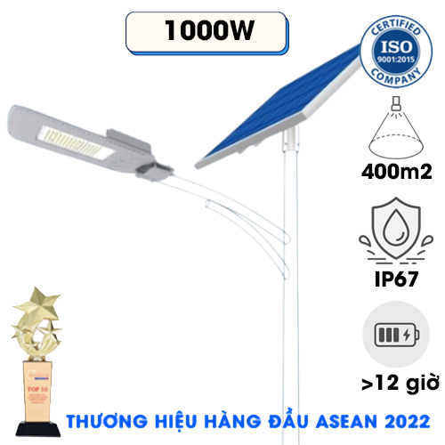 KF - P1000W Đèn đường Năng Lượng Mặt Trời 1000W Dành cho dự án đèn đường nông thôn, đường xã, tỉnh lộ .