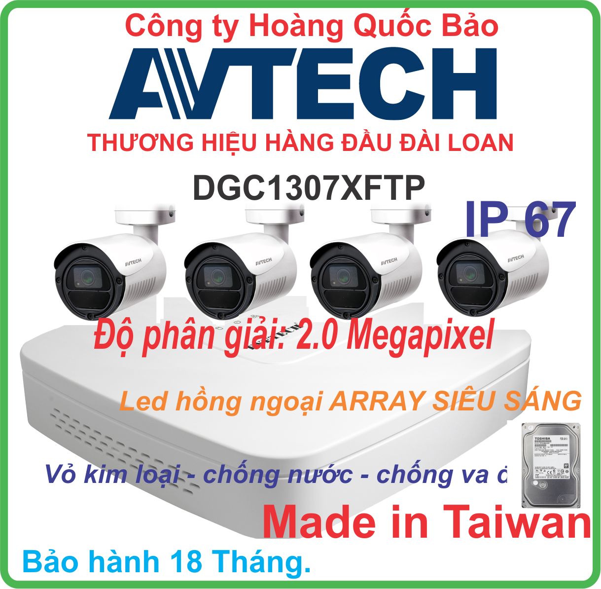 04 CAMERA TRỌN BỘ AVTECH  ĐÀI LOAN