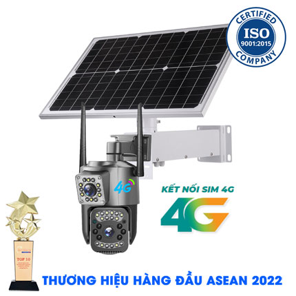 APP V380 - Camera Năng Lượng Mặt Trời 4G Ống Kính Kép Tấm Pin Năng Lượng 40W