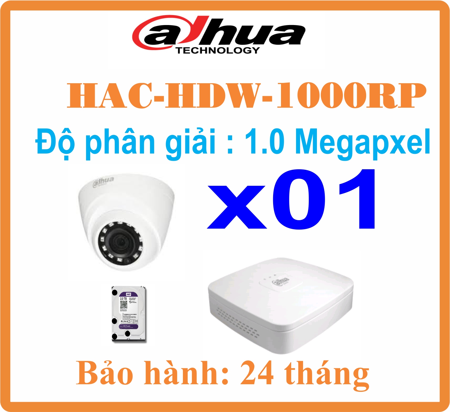 BỘ 01 CAMERA Dome Dahua 1.0 Megapixel