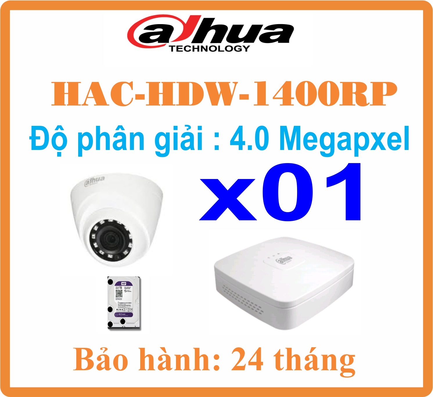 BỘ 01 CAMERA dome Dahua 4.0Megapixel