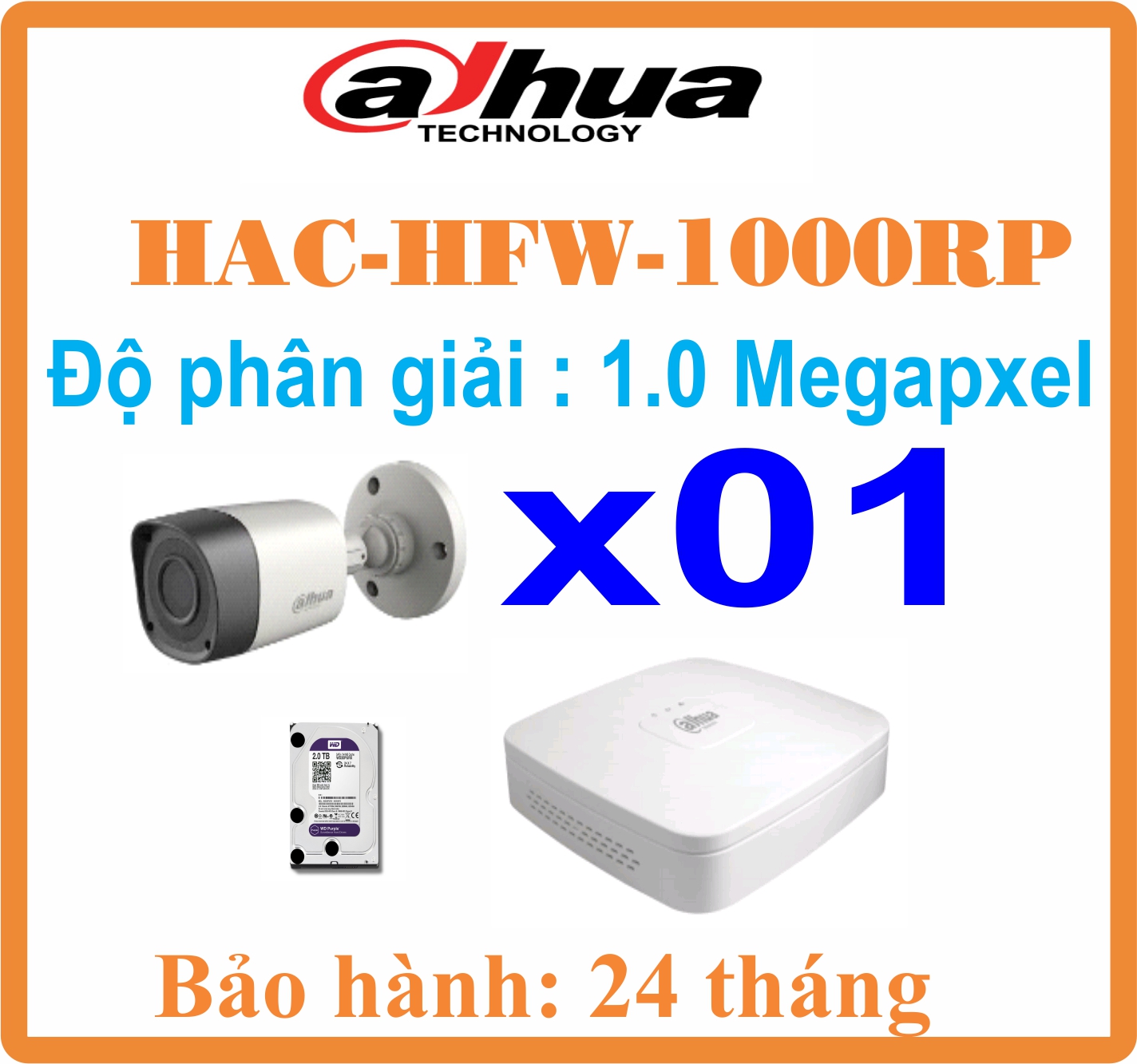 BỘ 01 CAMERA Thân Dahua 1.0 Megapixel Giá Rẻ