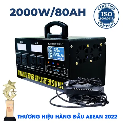 Bộ Lưu Điện, Máy Phát Điện 2000W 80AH Năng Lượng Mặt Trời 220V MINI