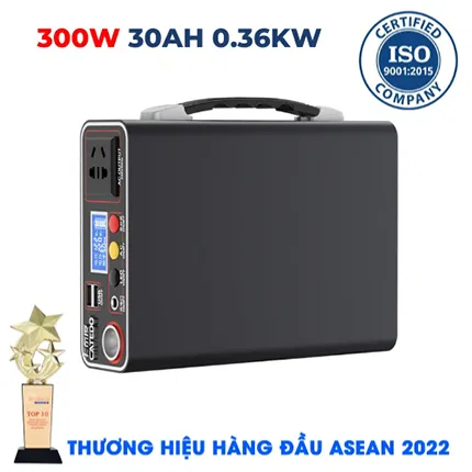 Bộ Lưu Điện 220V 300W Năng Lượng Mặt Trời Pin 30AH Di Động Siêu Nhỏ Gọn