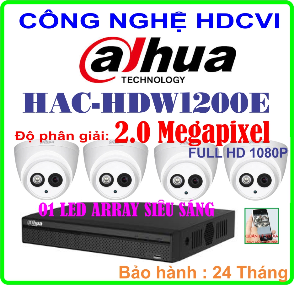 Hệ Thống 4 Camera Khuyến Mãi CAMERA DAHUA HAC-HDW1200E