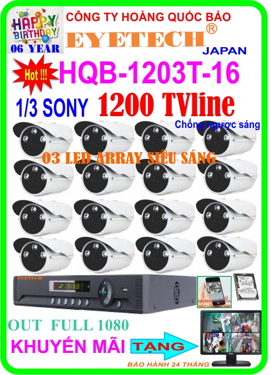 Hệ Thống 16 Camera Khuyến Mãi EYETECH HQB- 1203T-16