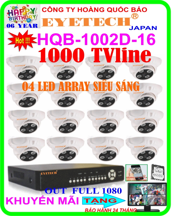 Hệ Thống 16 Camera Khuyến Mãi EYETECH HQB 1002D-16