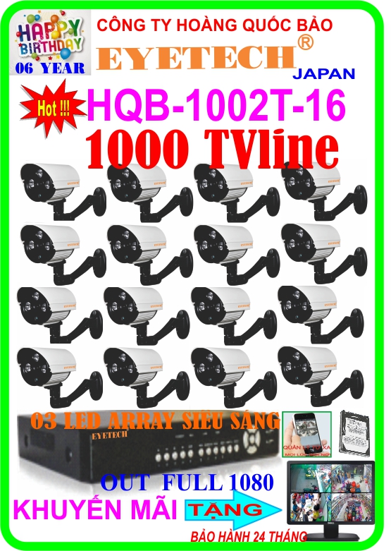 Hệ Thống 16 Camera Khuyến Mãi EYETECH HQB 1002T-16