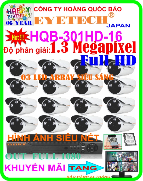 Hệ Thống 16 Camera Khuyến Mãi EYETECH HQB 301HD-16T