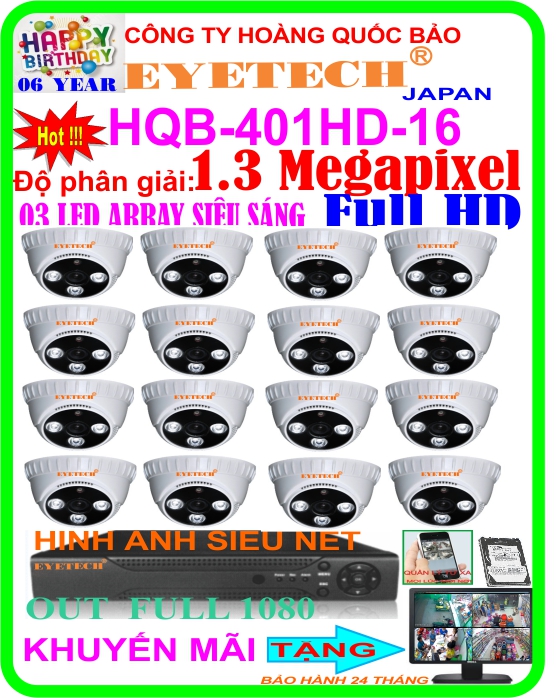 Hệ Thống 16 Camera Khuyến Mãi EYETECH HQB 401HD-16D