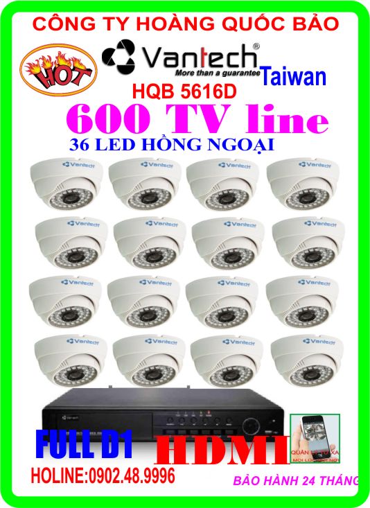 Hệ Thống 16 Camera Khuyến Mãi VANTECH HQB 5616D