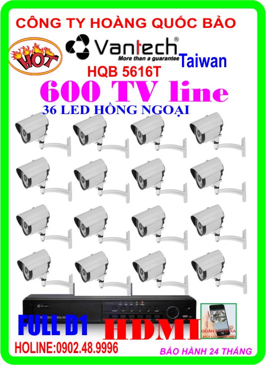 Hệ Thống 16 Camera Khuyến Mãi VANTECH HQB 5616T