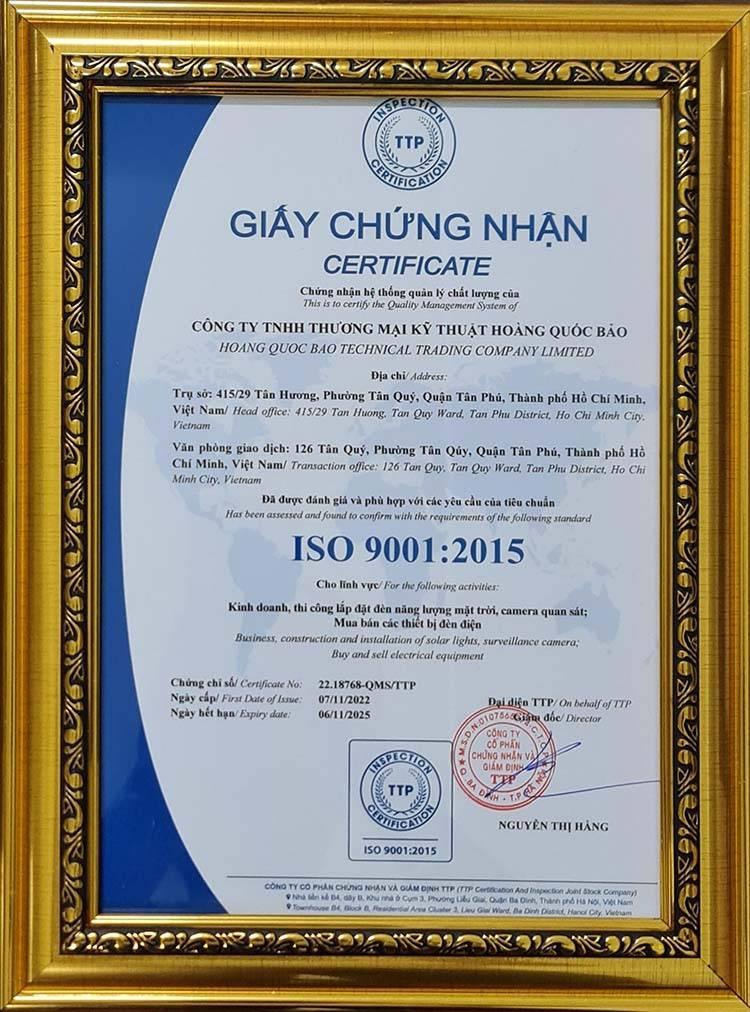 Chứng nhận ISO 9001:2015