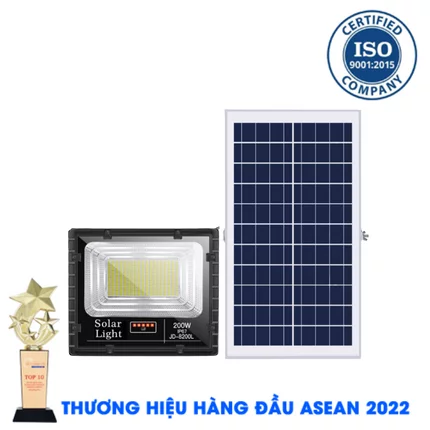 Đèn 200W - Đèn Năng Lượng Mặt Trời Jindian JD-8200L 200W chỉ 1.290k- Solar Light 200W