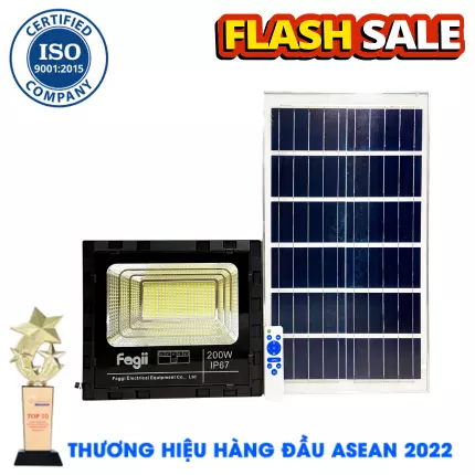 Đèn 200W Năng Lượng Mặt Trời Giá Rẻ Chống Nước ABS Cao Cấp