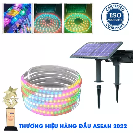 Đèn Led Dây Trang Trí 5m Năng Lượng Mặt Trời Sân Vườn - Đèn Led Nháy RGB 20 chế độ