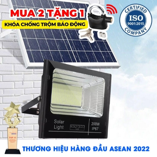 Đèn Năng Lượng Mặt Trời 200W KUNGFU SOLAR Chống Thấm IP67, Sáng 12 Giờ