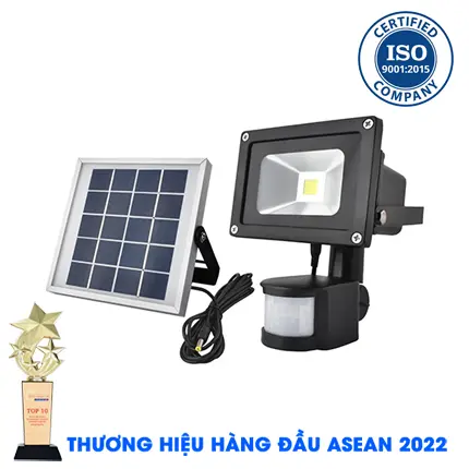 Đèn Pha Led Cảm Ứng Chống Trộm Năng Lượng Mặt Trời 10W